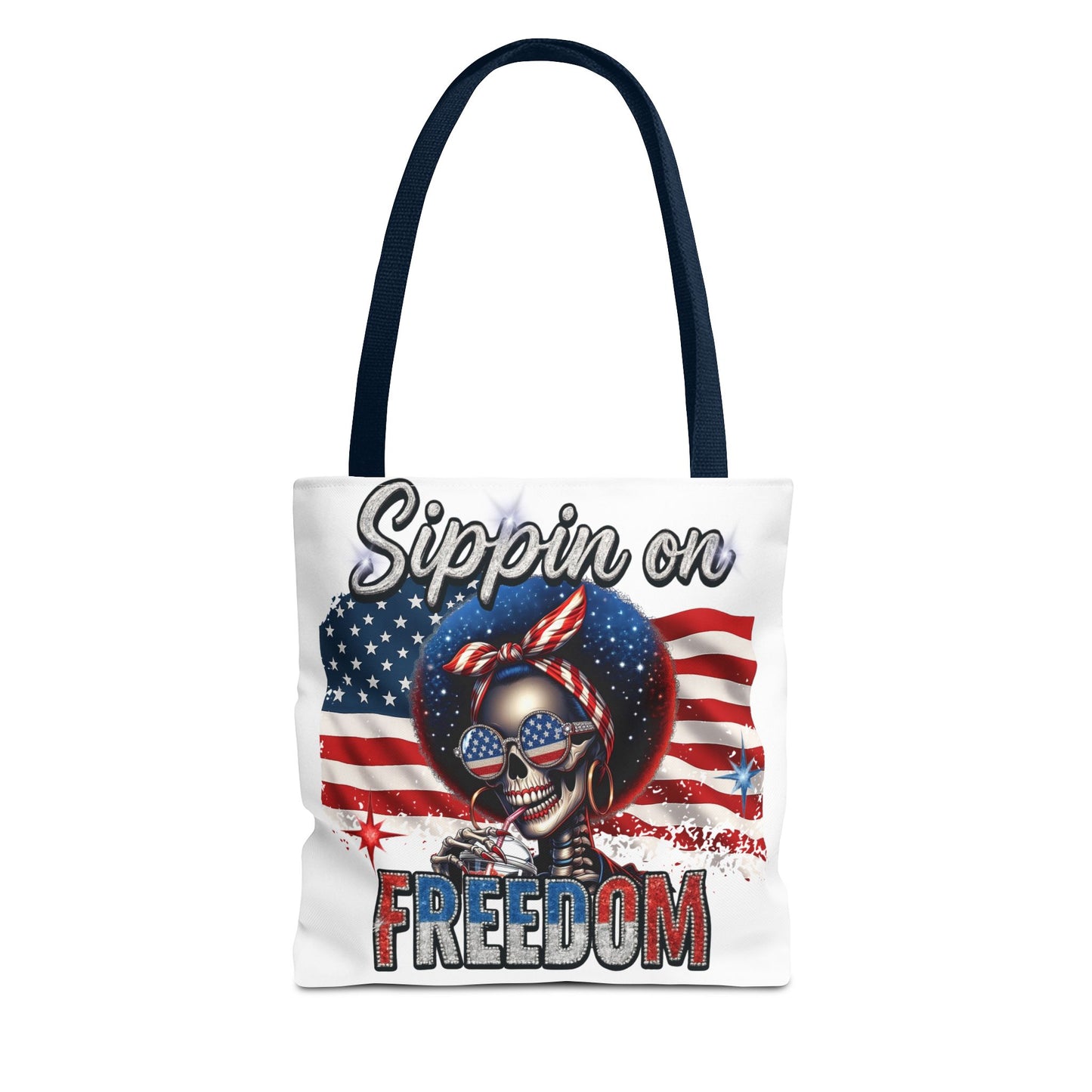 Freedom-Themed Tote Bag, Patriotic Shopping Bag, Perfect for Fourth of July, Gifts for Her, Everyday Use, Flag-Inspired Design