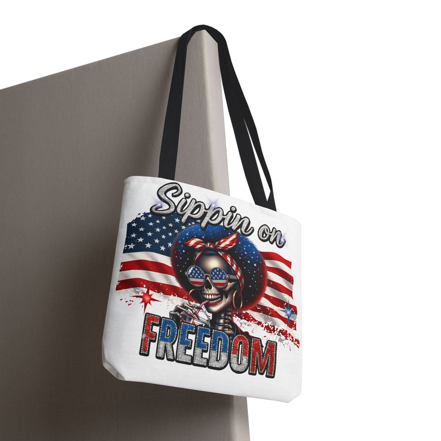 Freedom-Themed Tote Bag, Patriotic Shopping Bag, Perfect for Fourth of July, Gifts for Her, Everyday Use, Flag-Inspired Design