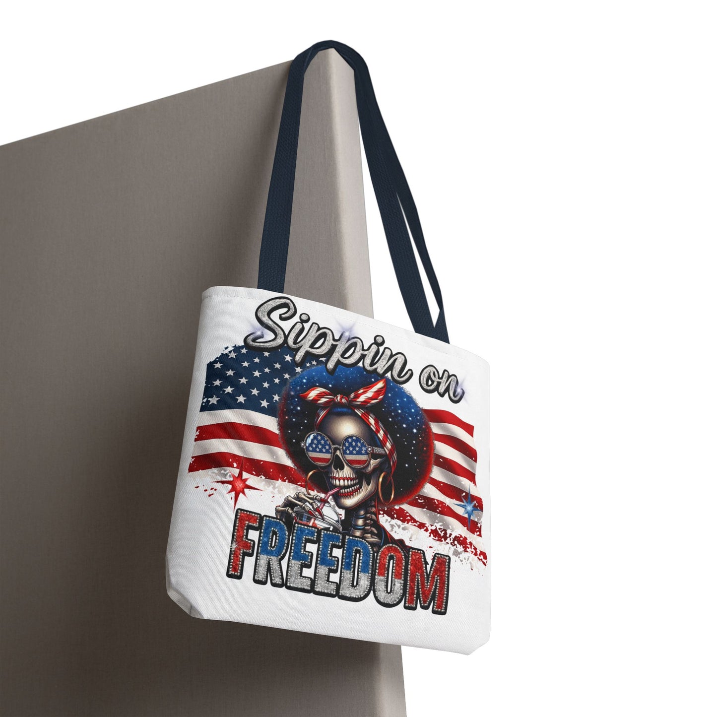 Freedom-Themed Tote Bag, Patriotic Shopping Bag, Perfect for Fourth of July, Gifts for Her, Everyday Use, Flag-Inspired Design