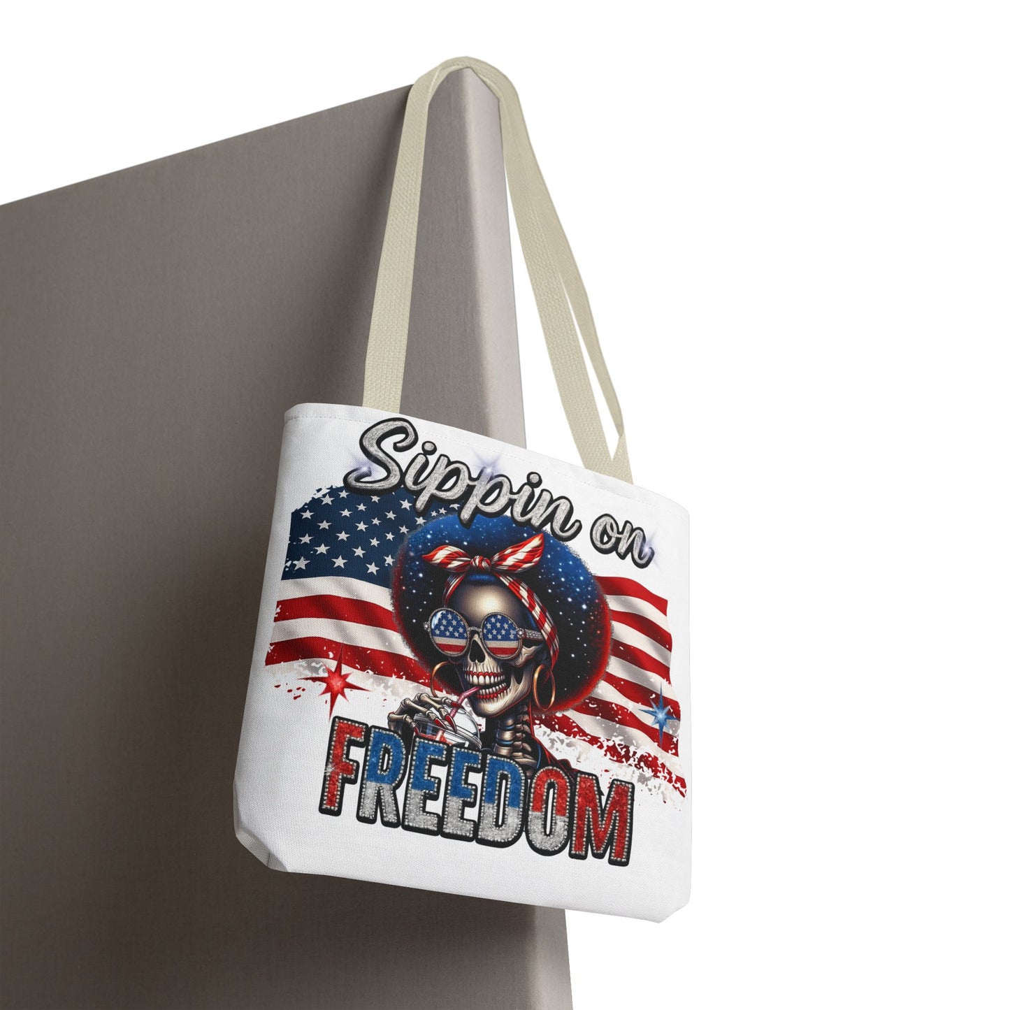 Freedom-Themed Tote Bag, Patriotic Shopping Bag, Perfect for Fourth of July, Gifts for Her, Everyday Use, Flag-Inspired Design