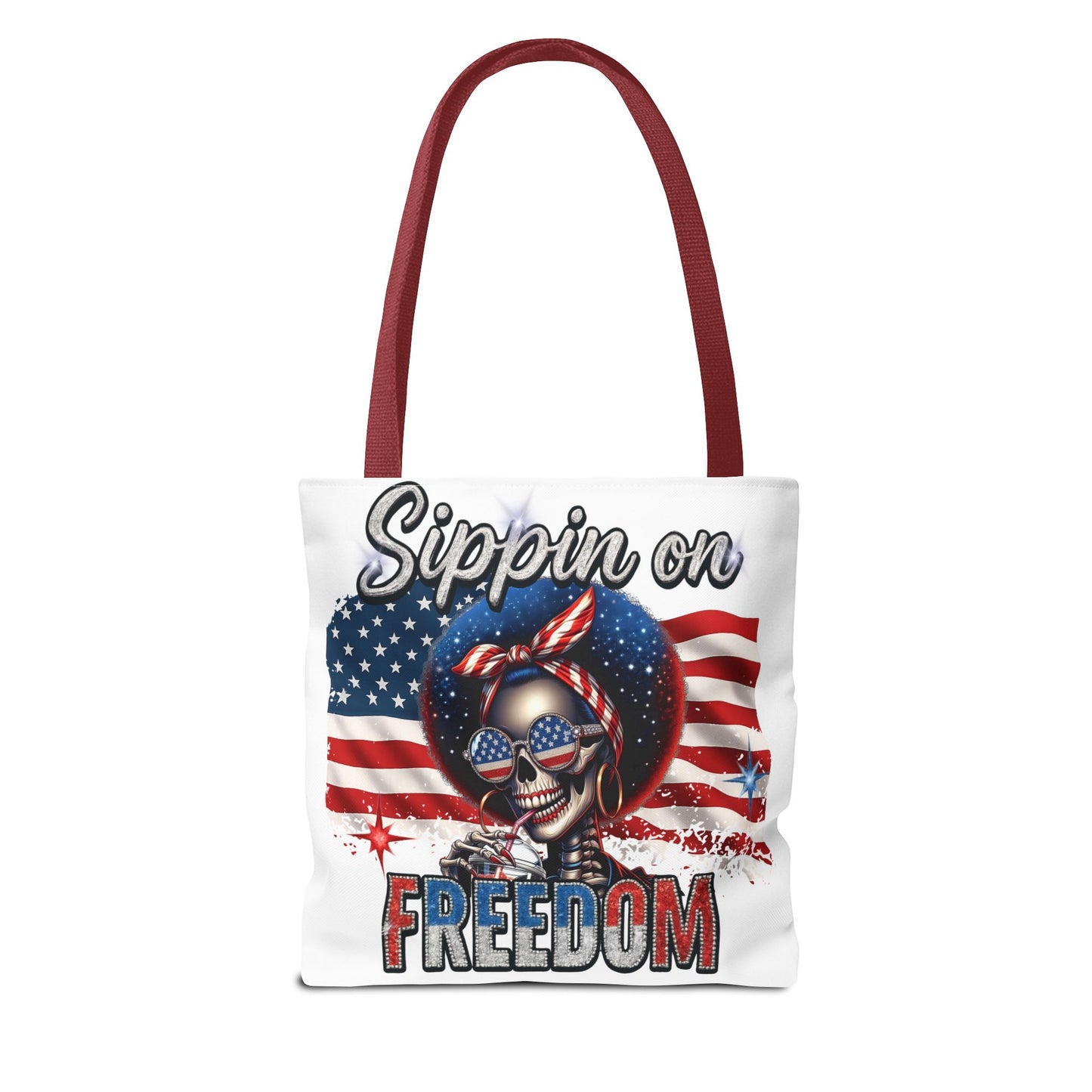 Freedom-Themed Tote Bag, Patriotic Shopping Bag, Perfect for Fourth of July, Gifts for Her, Everyday Use, Flag-Inspired Design