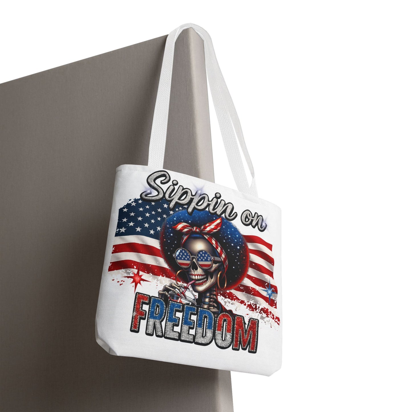 Freedom-Themed Tote Bag, Patriotic Shopping Bag, Perfect for Fourth of July, Gifts for Her, Everyday Use, Flag-Inspired Design