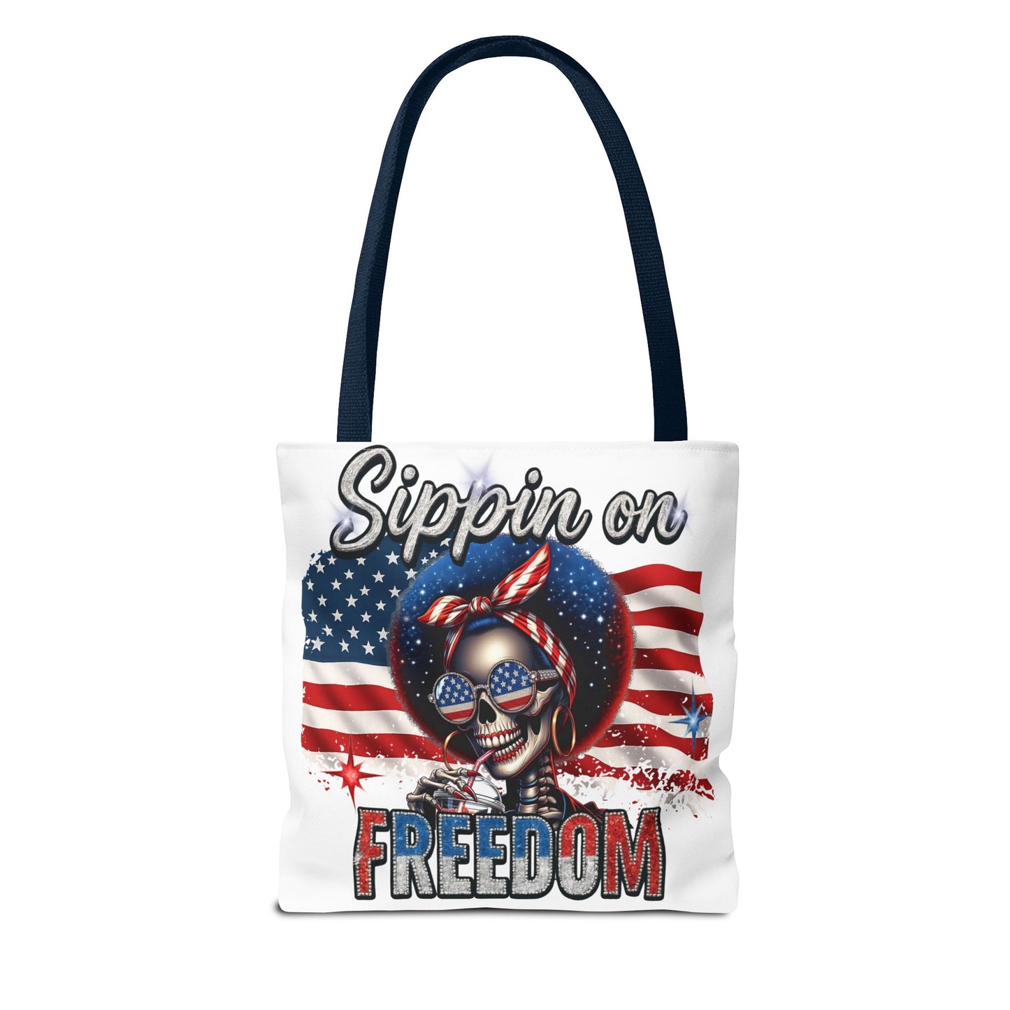 Freedom-Themed Tote Bag, Patriotic Shopping Bag, Perfect for Fourth of July, Gifts for Her, Everyday Use, Flag-Inspired Design