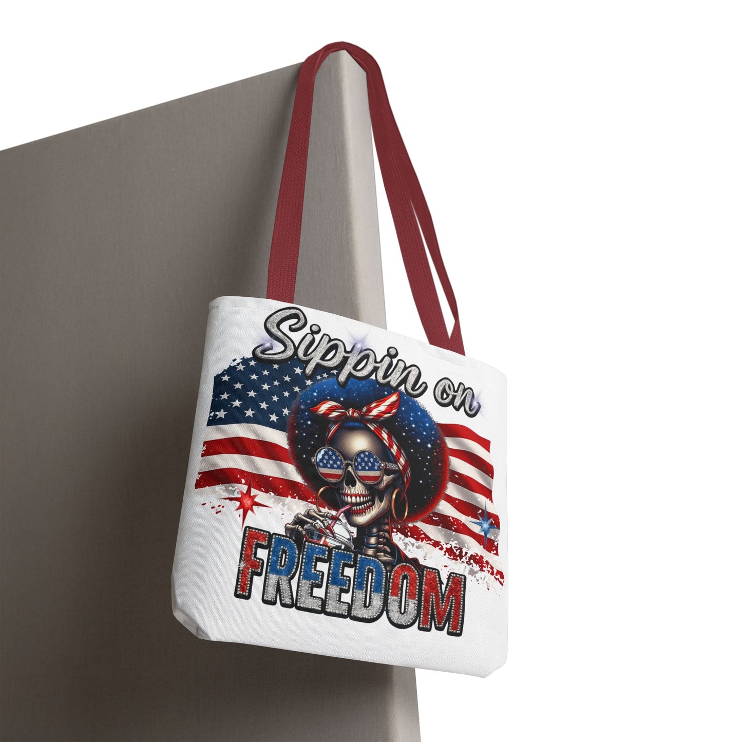 Freedom-Themed Tote Bag, Patriotic Shopping Bag, Perfect for Fourth of July, Gifts for Her, Everyday Use, Flag-Inspired Design