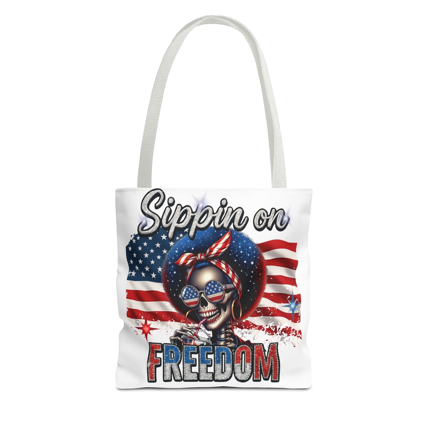Freedom-Themed Tote Bag, Patriotic Shopping Bag, Perfect for Fourth of July, Gifts for Her, Everyday Use, Flag-Inspired Design