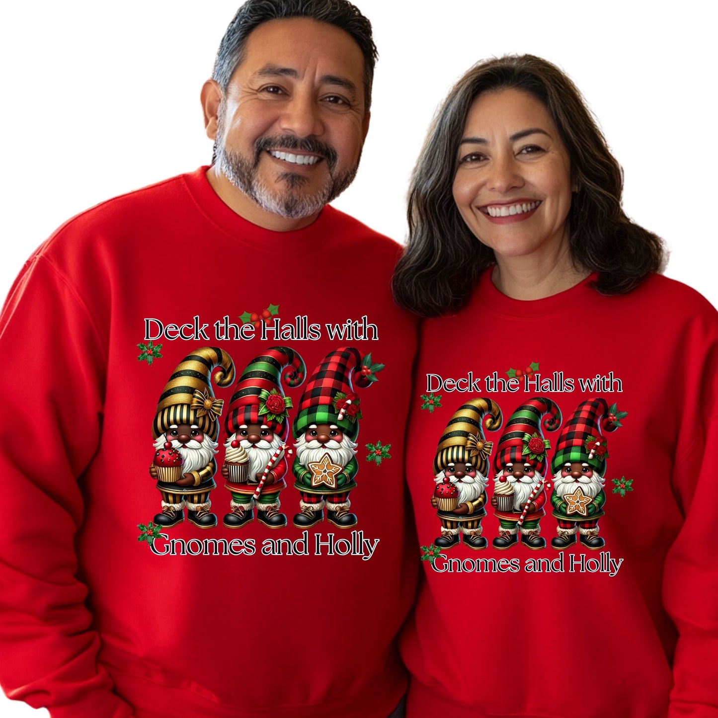 Deck the Hall with Gnomes and Holly Sweatshirts