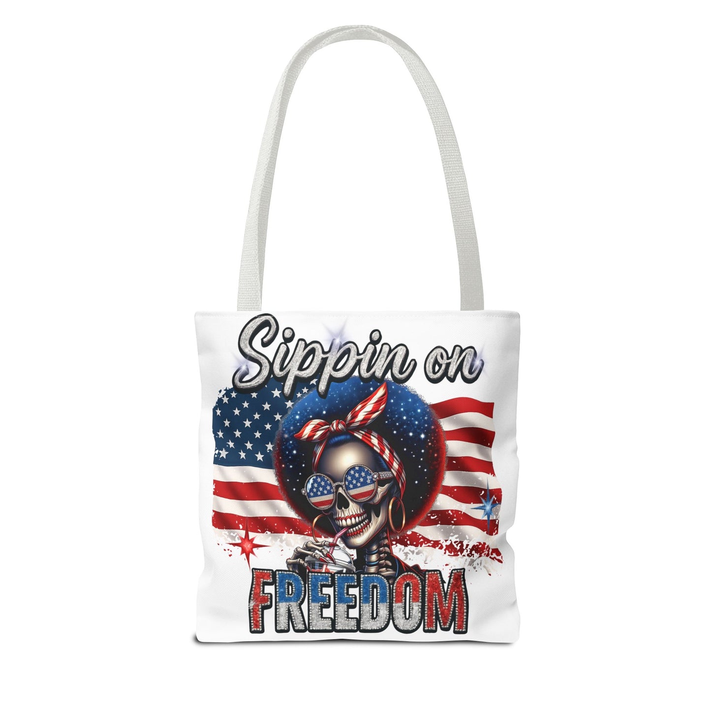 Freedom-Themed Tote Bag, Patriotic Shopping Bag, Perfect for Fourth of July, Gifts for Her, Everyday Use, Flag-Inspired Design