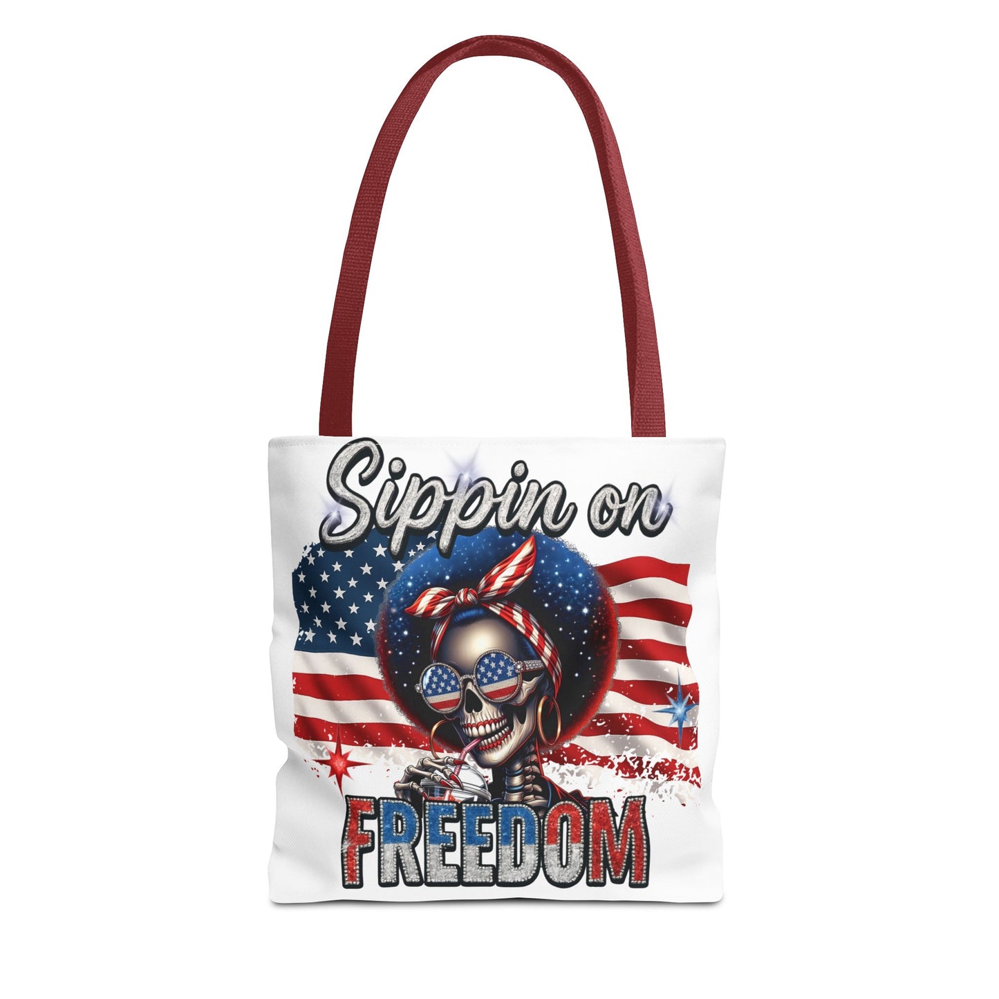 Freedom-Themed Tote Bag, Patriotic Shopping Bag, Perfect for Fourth of July, Gifts for Her, Everyday Use, Flag-Inspired Design