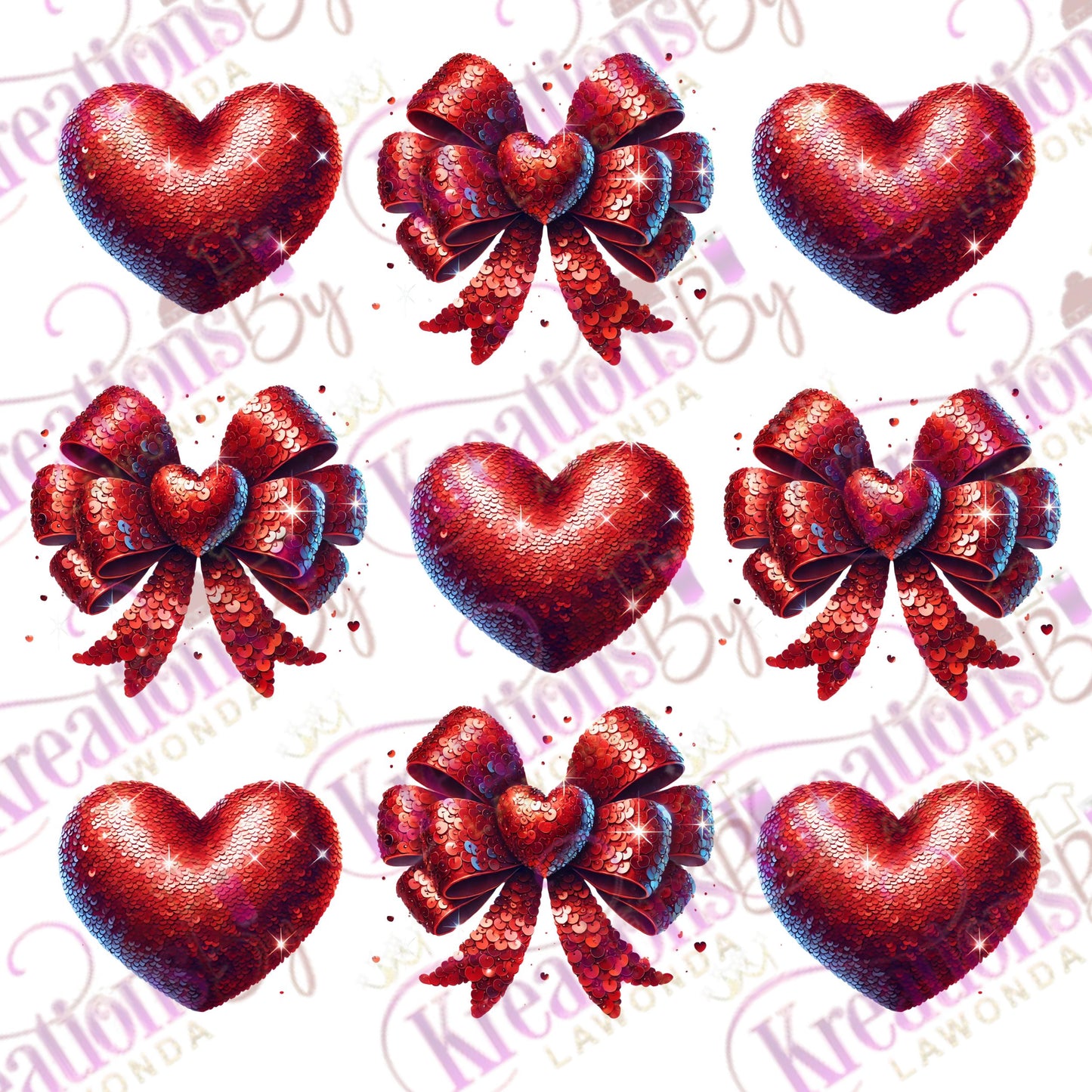 Valentine Hearts and Bows Bundle Digital Download