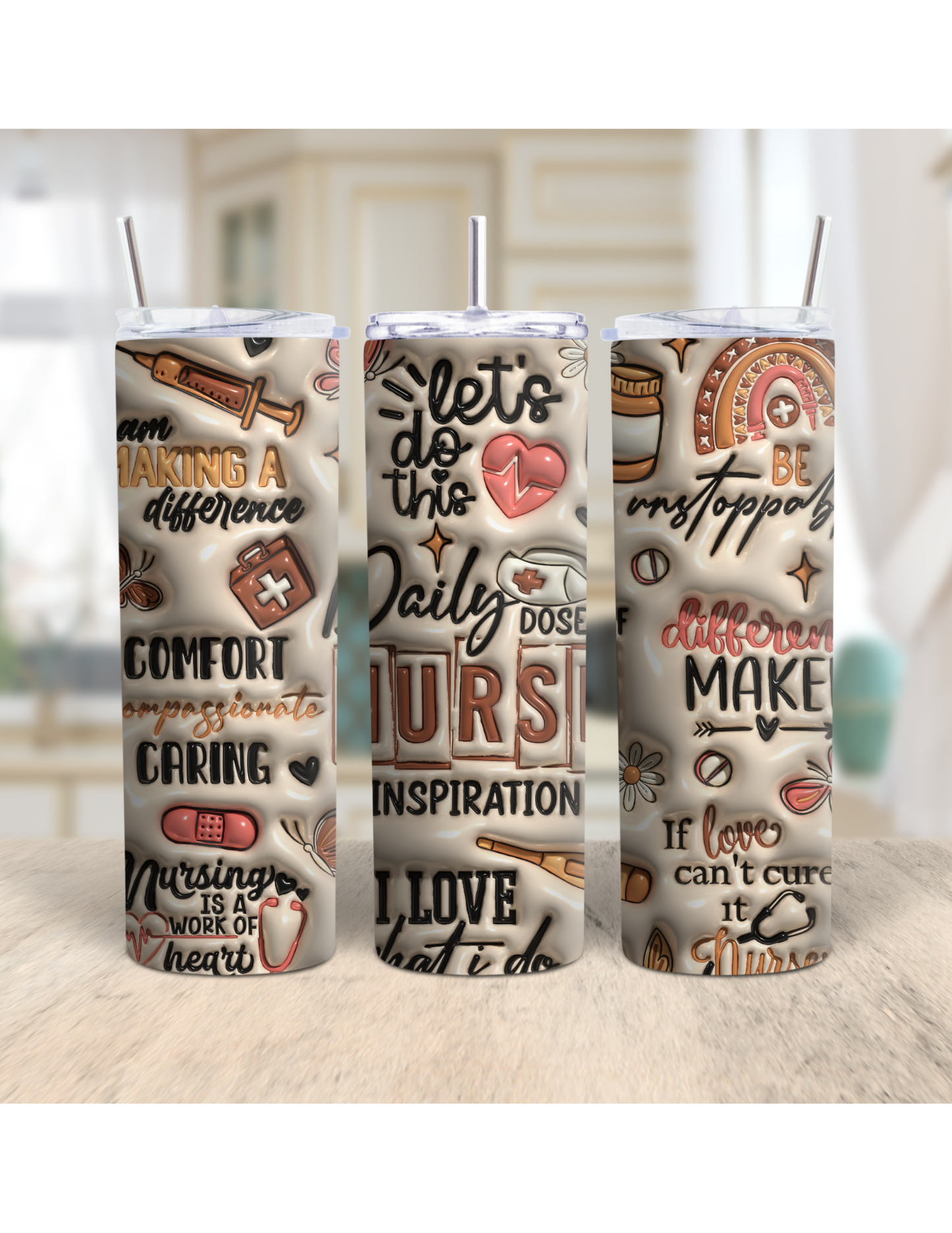 3D Nurse Affirmations Inflated 20oz Tumbler