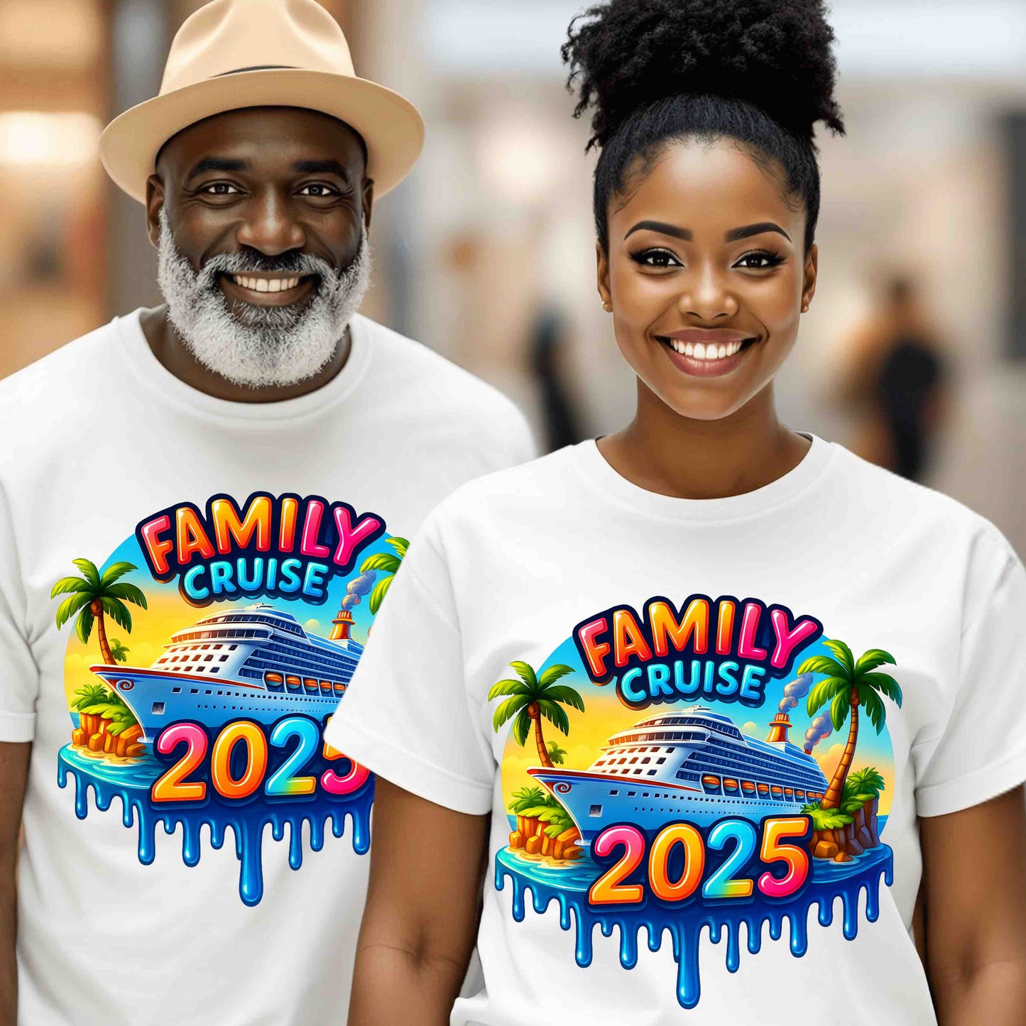 Family Cruise Shirt 2025 – Tropical Vacation Matching T-Shirt for Group Trips & Reunions – Custom Names on Back