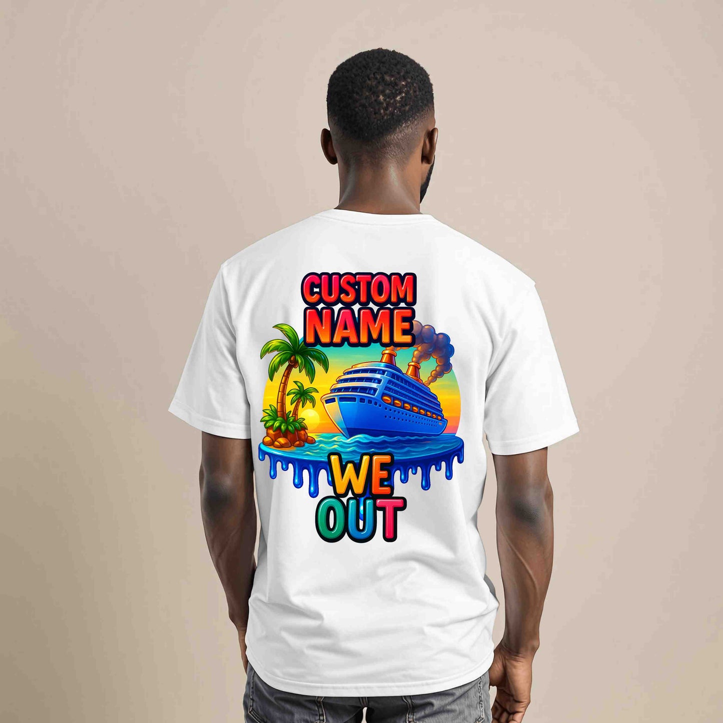 Family Cruise Shirt 2025 – Tropical Vacation Matching T-Shirt for Group Trips & Reunions – Custom Names on Back