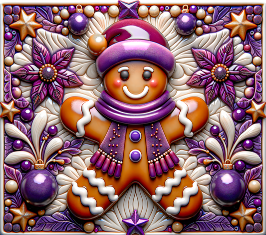 3D Purple Christmas Gingerbread 20oz Tumbler