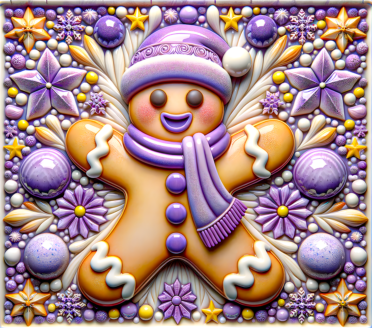 3D Purple Christmas Gingerbread 20oz Tumbler